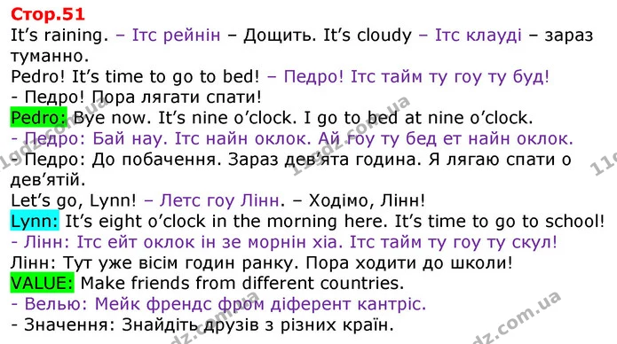 It’s raining. – Ітс рейнін – Дощить. It’s cloudy – Ітс клауді – зараз туманно. — ГДЗ Англійська мова 3 клас Мітчелл