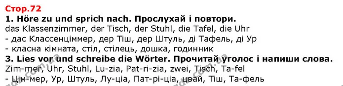 1. Höre zu und sprich nach. Прослухай і повтори. — ГДЗ Німецька мова 1 клас Сотникова
