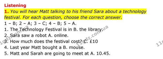 1. You will hear Matt talking to his friend Sara about a technology — ГДЗ робочий зошит Англійська мова 6 клас Prepare