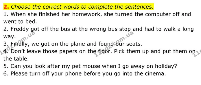 2. Choose the correct words to complete the sentences. — ГДЗ робочий зошит Англійська мова 6 клас Prepare