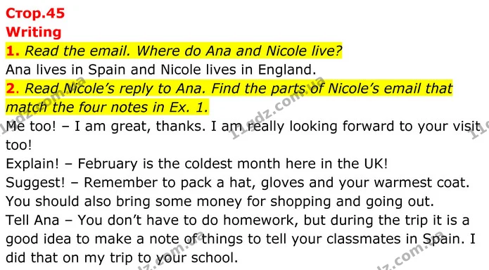 1. Read the email. Where do Ana and Nicole live? — ГДЗ Англійська мова 8 клас Стайрінг (Prepare)