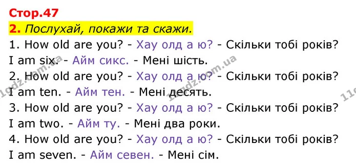 2. Послухай, покажи та скажи. — Англійська мова 1 клас Мітчелл