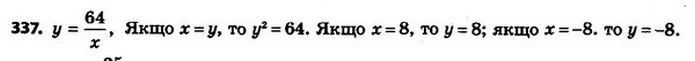 337. Знайдіть координати всіх точок графіка функції y = 64х, у яких абсциса й ордината рівні. — ГДЗ Алгебра 8 клас Мерзляк, Полонський 2021