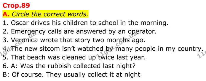 A. Circle the correct words. 1. Oscar drives his children to school in the morning. — ГДЗ граматика Англійська мова 7 клас Мітчелл
