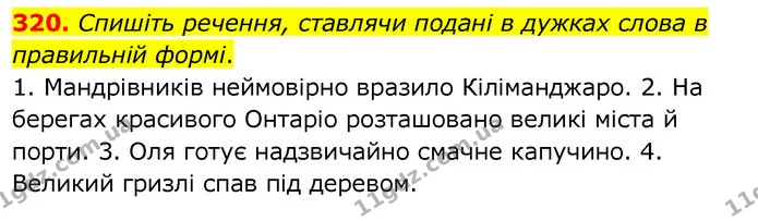 320. Спишіть речення, ставлячи подані в дужках слова в правильній формі. — ГДЗ Українська мова 6 клас Заболотний 2020