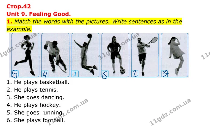 1. Match the words with the pictures. Write sentences as in the example. — ГДЗ Робочий зошит Англійська мова 5 клас Косован (Дж. Коста)