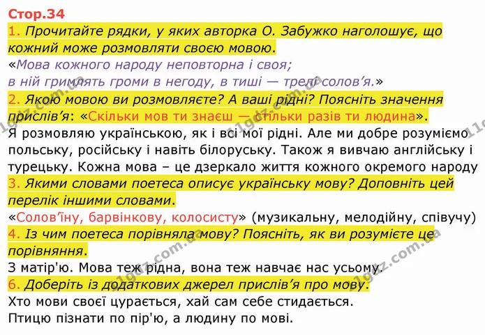 1. Прочитайте рядки, у яких авторка О. Забужко наголошує, що кожний може розмовляти своєю мовою. — ГДЗ Українська мова та читання 4 клас Богданець-Білоскаленко