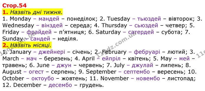 Стор. 54 — 1-2 — ГДЗ Англійська мова 3 клас Мітчелл — ГДЗ Англійська мова 3 клас Мітчелл