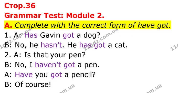 A. Complete with the correct form of have got. — ГДЗ Збірник тестів Англійська мова 5 клас Мітчелл (Test Booklet)