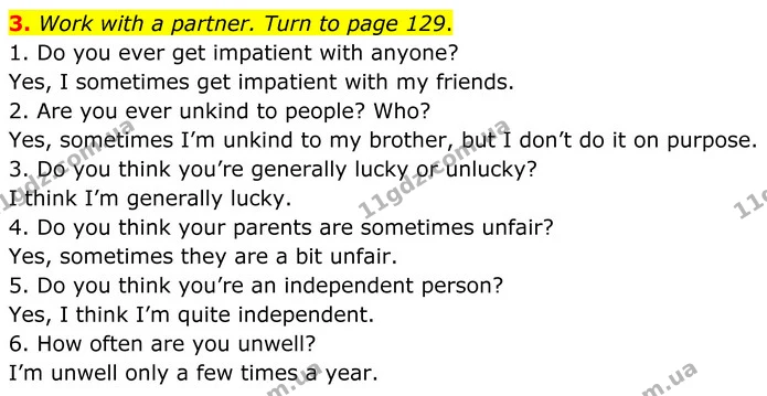 3. Work with a partner. Turn to page 129. — ГДЗ Англійська мова 8 клас Стайрінг (Prepare)