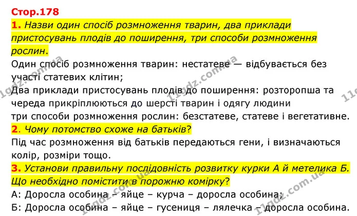 1. Назви один спосіб розмноження тварин, два приклади пристосувань плодів до поширення, три способи розмноження рослин. — ГДЗ Пізнаємо природу 6 клас Коршевнюк