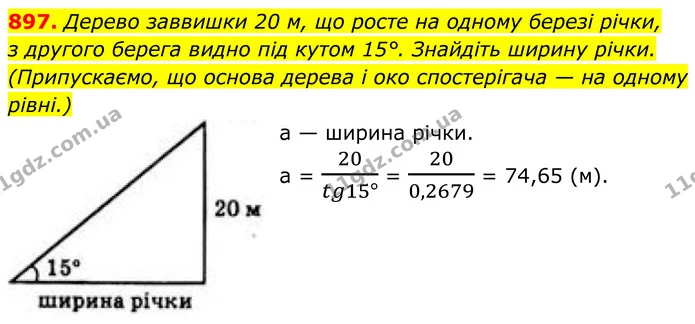 897. Дерево заввишки 20 м, що росте на одному березі річки, — ГДЗ Геометрія 8 клас Бевз
