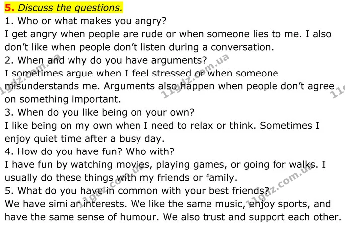 5. Discuss the questions. — ГДЗ Англійська мова 8 клас Стайрінг (Prepare)