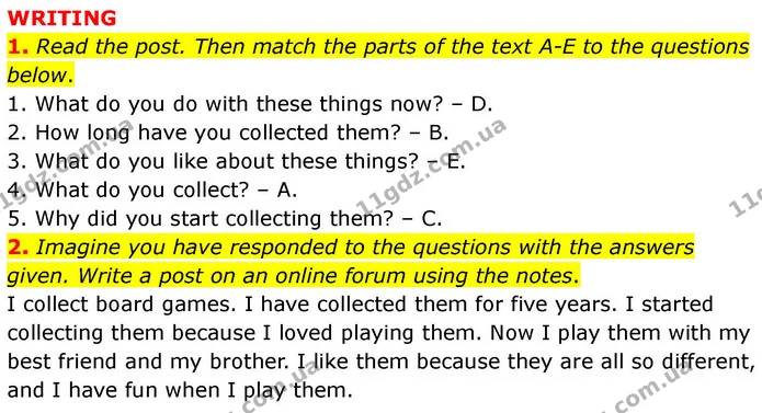 1. Read the post. Then match the parts of the text A-E to the questions below. — ГДЗ робочий зошит Англійська мова 7 клас Prepare