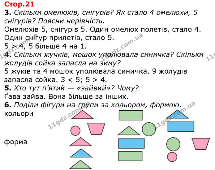 3. Скільки омелюхів, снігурів? Як стало 4 омелюхи, 5 снігурів? Поясни нерівність. — ГДЗ Математика 1 клас Лишенко 2018