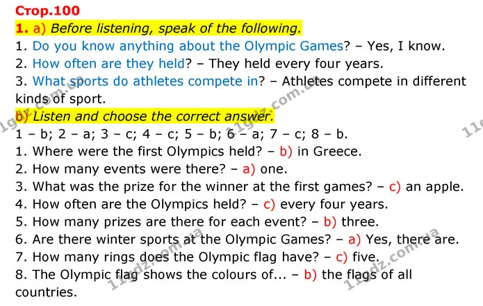 1. a) Before listening, speak of the following. — ГДЗ Англійська мова 6 клас Карпюк 2023