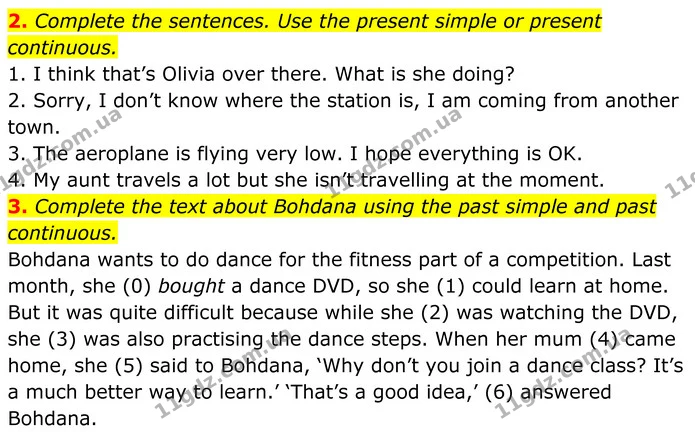 2. Complete the sentences. Use the present simple or present continuous. — ГДЗ Англійська мова 7 клас Коста