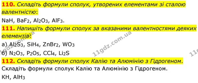 110. Складіть формули сполук, утворених елементами зі сталою валентністю: — ГДЗ Хімія 7 клас Попель 2020