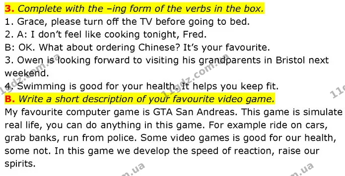 3. Complete with the –ing form of the verbs in the box. — ГДЗ Англійська мова 7 клас Мітчелл