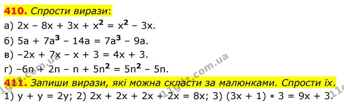 410. Спрости вирази: — ГДЗ Математика 6 клас Бевз 1-2 ч.