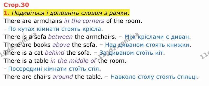 1. Подивіться і доповніть словом з рамки. — ГДЗ Робочий зошит Англійська мова 4 клас Карпюк
