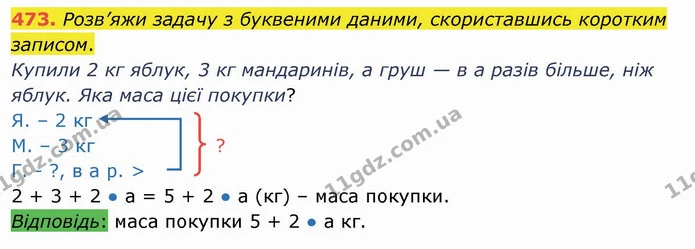 473. Розв’яжи задачу з буквеними даними, скориставшись коротким записом. — ГДЗ Математика 3 клас Листопад 1-2 ч.