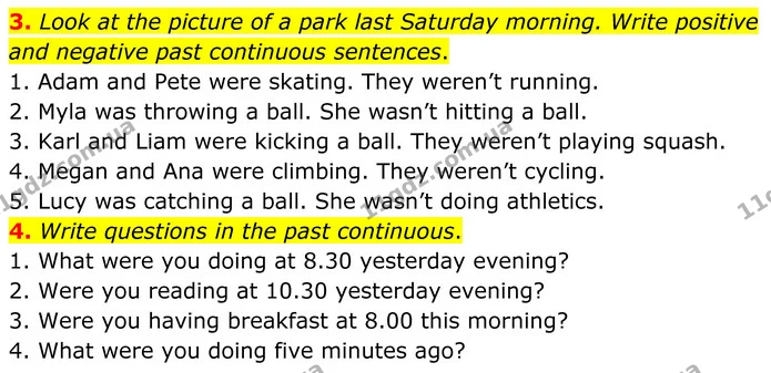 3. Look at the picture of a park last Saturday morning. Write positive and negative past continuous sentences. — ГДЗ Англійська мова 8 клас Стайрінг (Prepare)