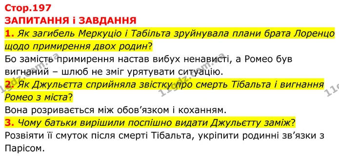 1. Як загибель Меркуціо і Табільта зруйнувала плани брата Лоренцо щодо примирення двох родин? — ГДЗ Зарубіжна література 8 клас Міляновська