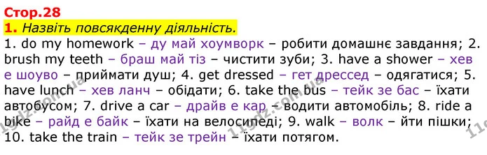 Стор. 28 — 1 — ГДЗ Англійська мова 3 клас Мітчелл — ГДЗ Англійська мова 3 клас Мітчелл
