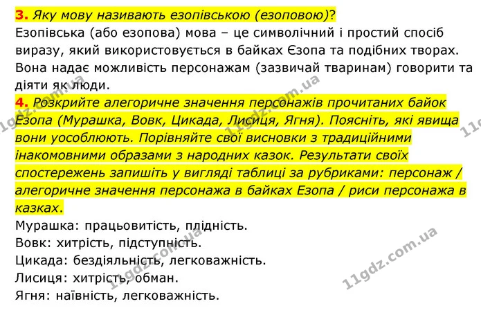 3. Яку мову називають езопівською (езоповою)? — ГДЗ Зарубіжна література 6 клас Волощук