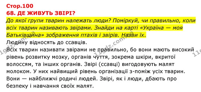 До якої групи тварин належать люди? Поміркуй, чи правильно, коли всіх тварин називають звірами. Знайди на карті «Україна — моя — ГДЗ Я досліджую світ 3 клас Грущинська (1 частина)