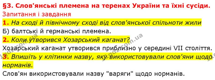 1. На сході й північному сході від слов'янської спільноти жили — ГДЗ Історія України 7 клас Галімов