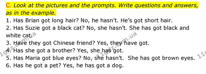 C. Look at the pictures and the prompts. Write questions and answers, as in the example. — ГДЗ Зошит граматика Англійська мова Мітчелл