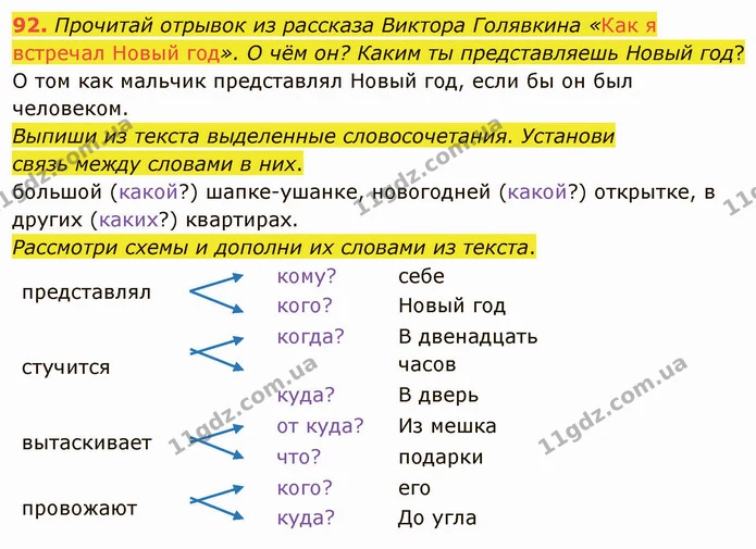 92. Прочитай отрывок из рассказа Виктора Голявкина «Как я встречал Новый год». О чём он? Каким ты представляешь Новый год? — ГДЗ Русский язык и чтение 3 класс Лапшина