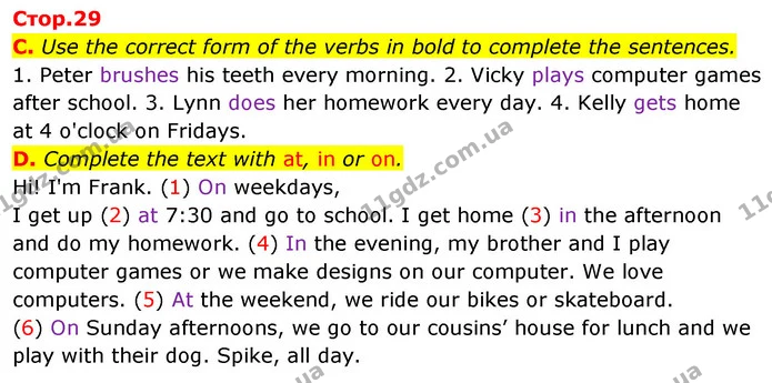 C. Use the correct form of the verbs in bold to complete the sentences. — ГДЗ зошит Англійська мова 5 клас Мітчелл