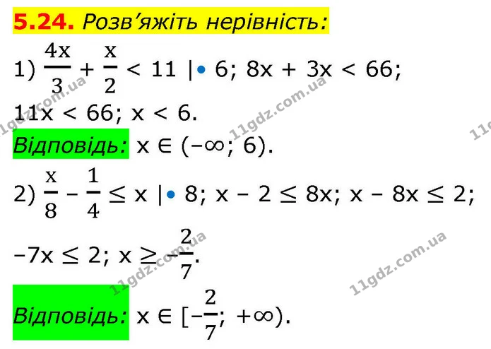 5.24. Розв’яжіть нерівність: — ГДЗ Алгебра 9 клас Мерзляк 2026