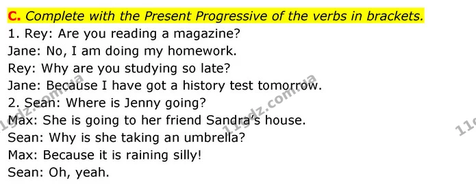 C. Complete with the Present Progressive of the verbs in brackets. — ГДЗ зошит Англійська мова 5 клас Мітчелл