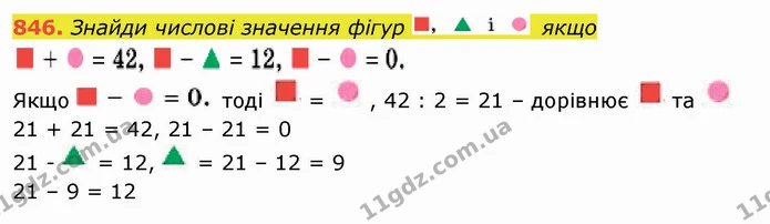 846. Знайди числові значення фігур якщо — ГДЗ Математика 5 клас Істер 2022