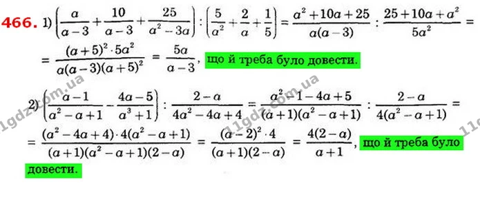 466. Доведіть тотожність: — ГДЗ Алгебра 8 клас Істер 2021