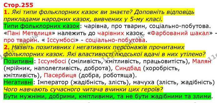 1. Які типи фольклорних казок ви знаєте? Доповніть відповідь прикладами народних казок, вивчених у 5-му класі. — ГДЗ Зарубіжна література 5 клас Волощук