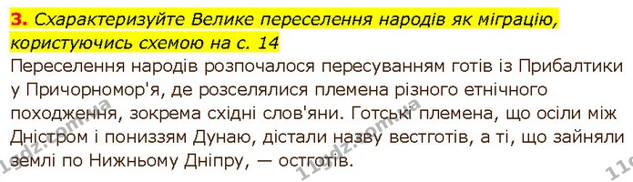 3. Схарактеризуйте Велике переселення народів як міграцію, користуючись схемою на с. 14 — ГДЗ Всесвітня історія 7 клас Щупак