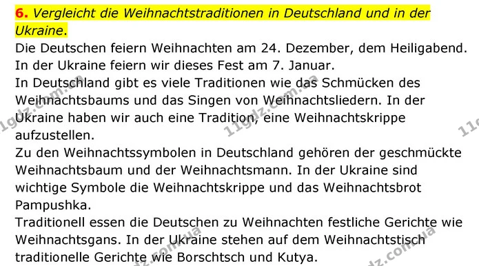 6. Vergleicht die Weihnachtstraditionen in Deutschland und in der Ukraine. — ГДЗ Німецька мова 6 клас Сотникова 2 рік (2023)