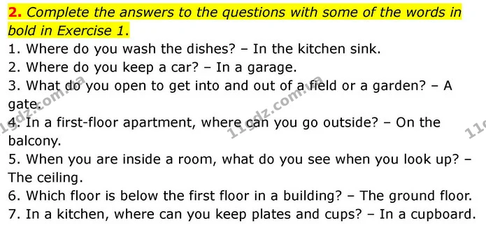 2. Complete the answers to the questions with some of the words in bold in Exercise 1. — ГДЗ робочий зошит Англійська мова 7 клас Prepare