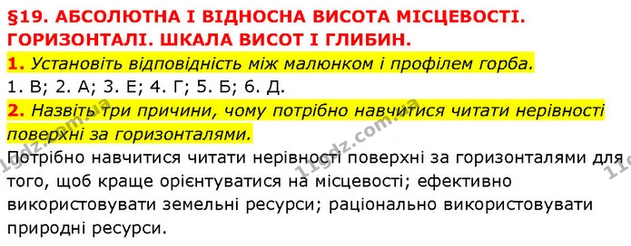 1. Установіть відповідність між малюнком і профілем горба. — ГДЗ Географія 6 клас Запотоцький