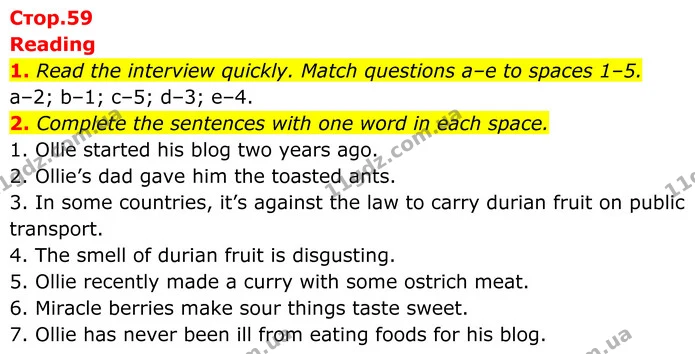 1. Read the interview quickly. Match questions a–e to spaces 1–5. — ГДЗ Англійська мова 8 клас Стайрінг (Prepare)