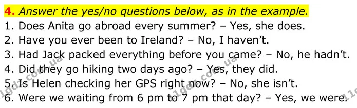 4. Answer the yes/no questions below, as in the example. — ГДЗ Англійська мова 8 клас Карпюк 2025