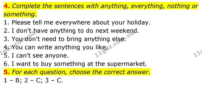 4. Complete the sentences with anything, everything, nothing or something. — ГДЗ Англійська мова 6 клас Коста (Prepare 6)