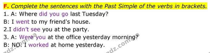 F. Complete the sentences with the Past Simple of the verbs in brackets. — ГДЗ Збірник тестів Англійська мова 5 клас Мітчелл (Test Booklet)