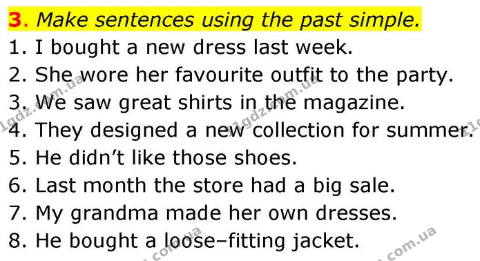3. Make sentences using the past simple. — ГДЗ зошит Grammar Англійська мова 8 клас Prepare 2025