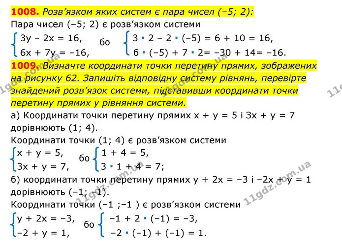 1008. Розв’язком яких систем є пара чисел (–5; 2): — ГДЗ Алгебра 7 клас Мерзляк, Полонський 2015